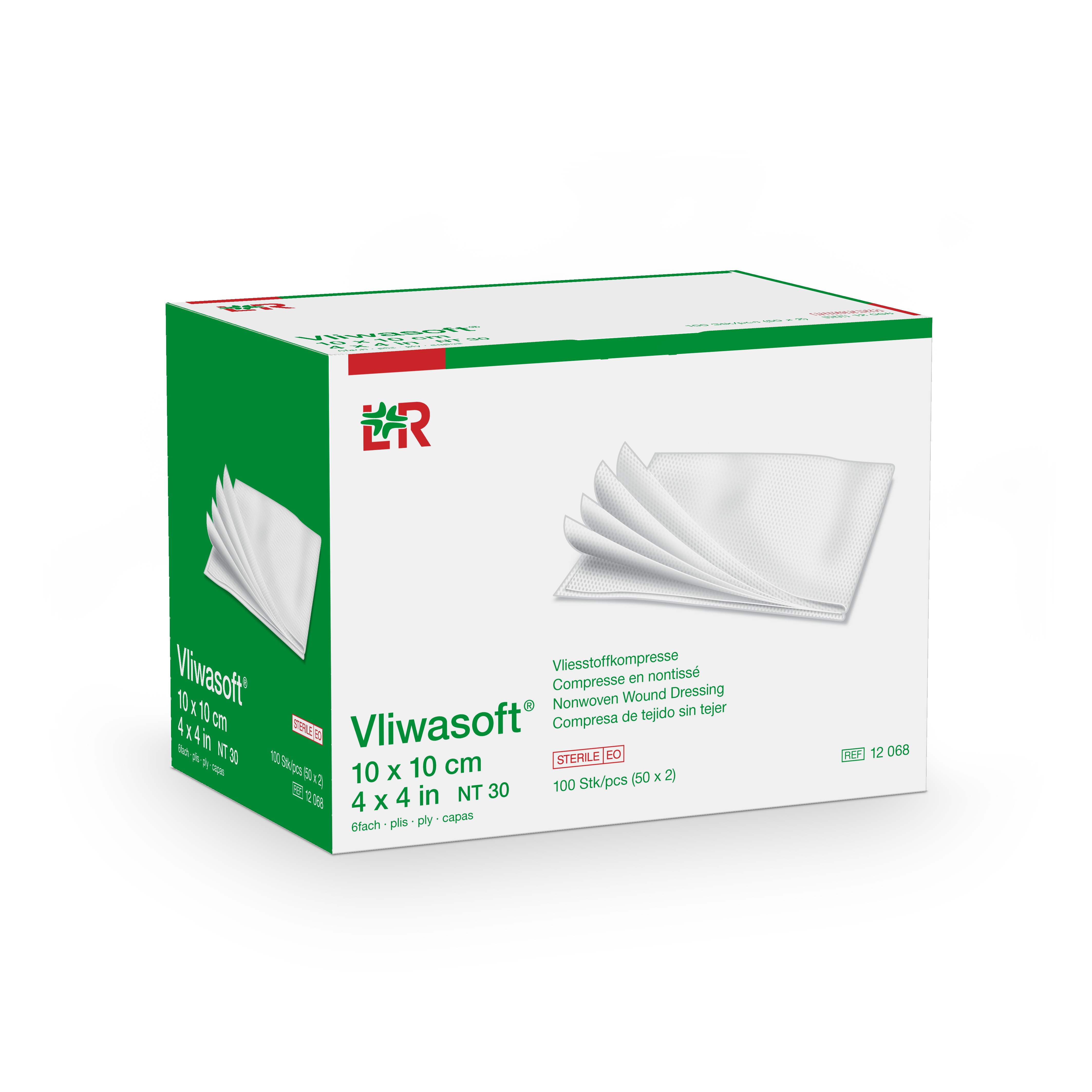 Vliwasoft Vliesstoffkompresse steril, 10x10cm, 6-fach, 50x2 Stück