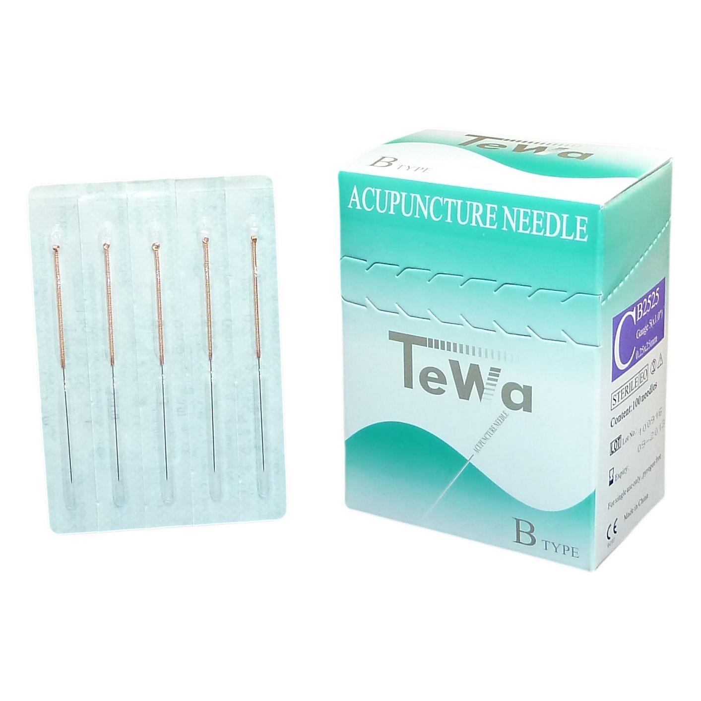 TeWa Akupunkturnadel CB-Type 2015 AP 200x5 0,2x15mm m.Kupfergriff hellbl.