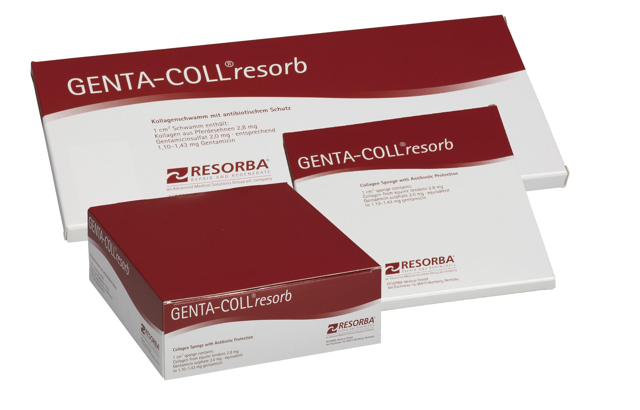 Genta-Coll resorb 10x10cm steril AP 5 Kollagenschwamm m.Antibiotika
