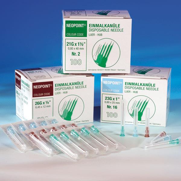 Neopoint Sonderkanülen 26Gx1/2 AP 100 0,45x12mm braun,Insulin kurz