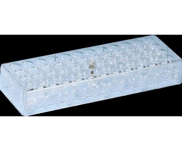 Ständer PC transparent f. 48 Gefäße f. S-Monovetten,Röhren,Viereck-Küvetten