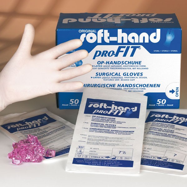 Soft-Hand Pro-Fit Latex OP-Handsch. AP 50 Paar Gr.8,0 gepudert