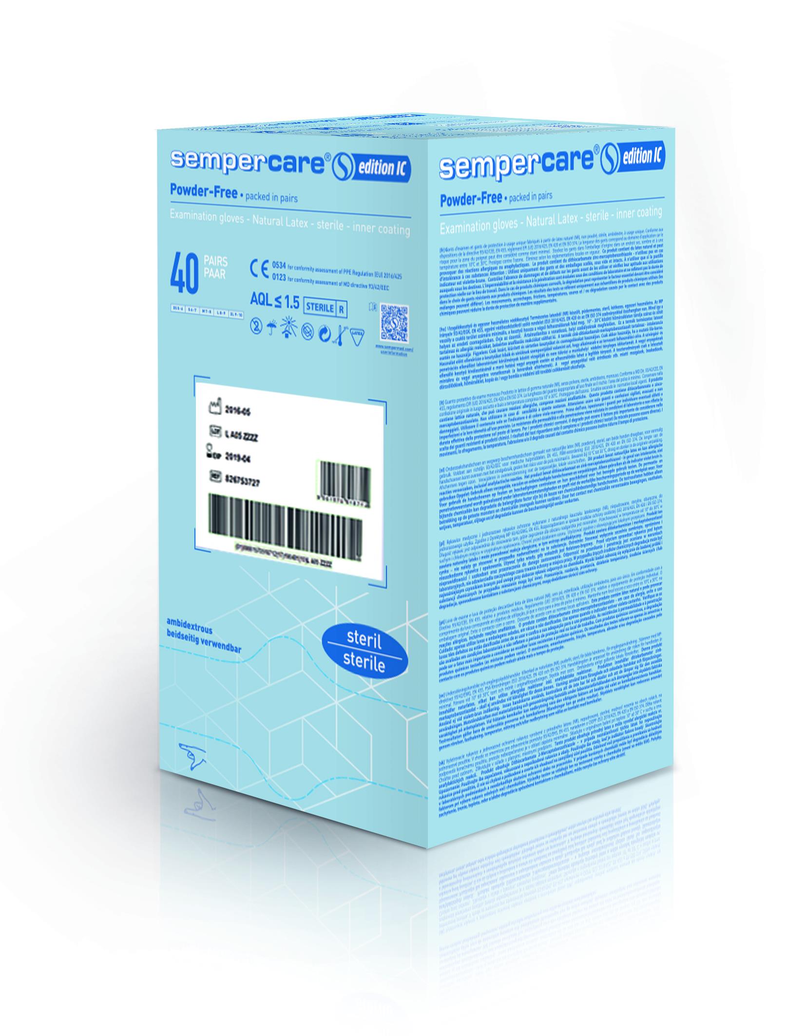 Sempercare Edition IC US-Handschuh Naturlatex ungepudert, weiß, Gr.L, 40P