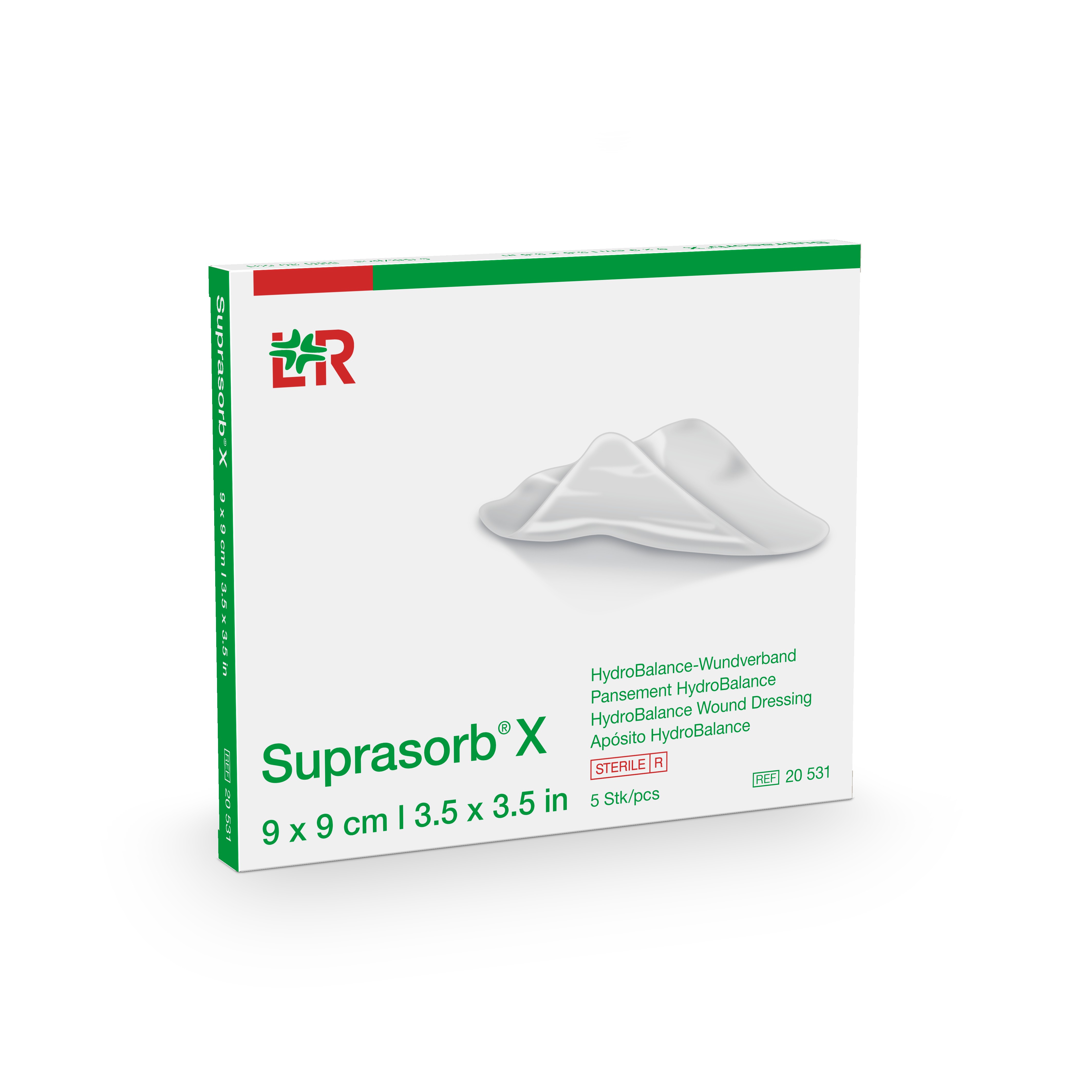 Suprasorb X HydroBalance Kompresse steril, 9x9cm, 5 Stück