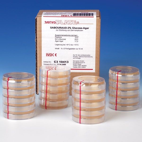 Servoplate Nährboden Dermatophyten AP 4x5 Platten, Selectiv Agar n. Taplin