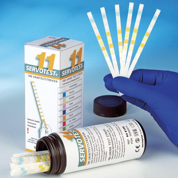 Servotest 11 Urinteststreifen AP 100 Protein/Glucose/PH-Wert/Ascorbin