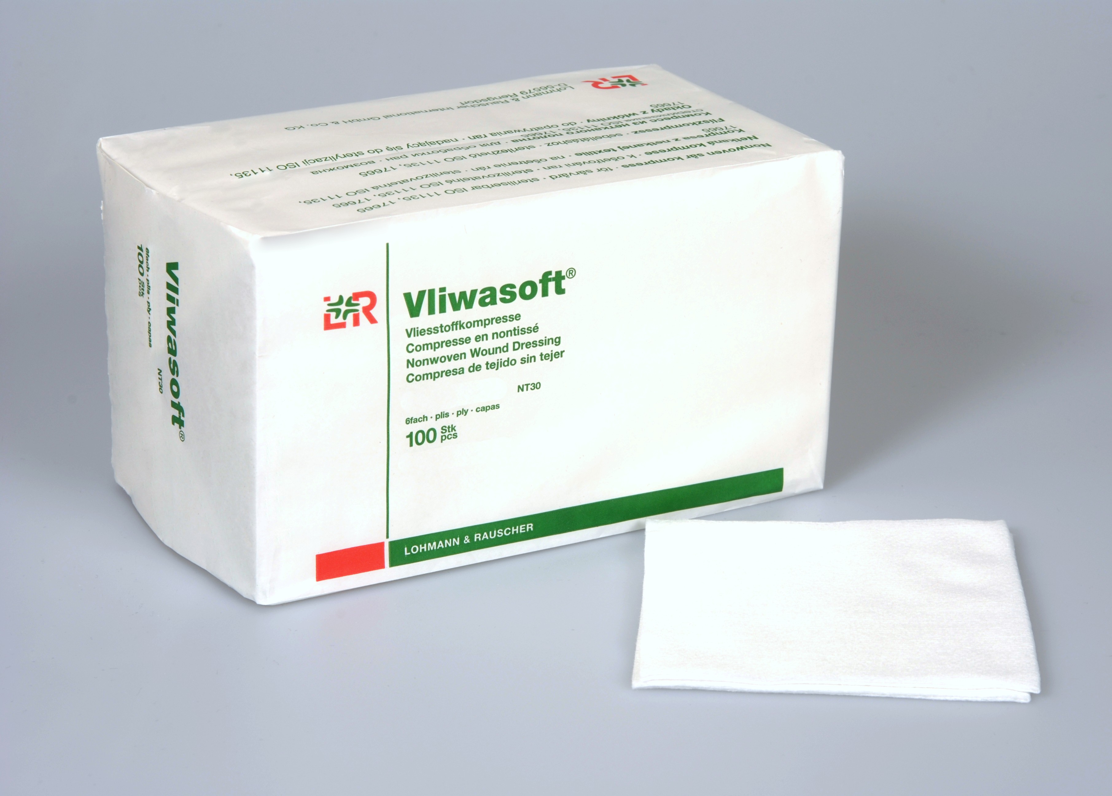 Vliwasoft Vliesstoffkompresse 5x5cm, 6-fach, 100 Stück