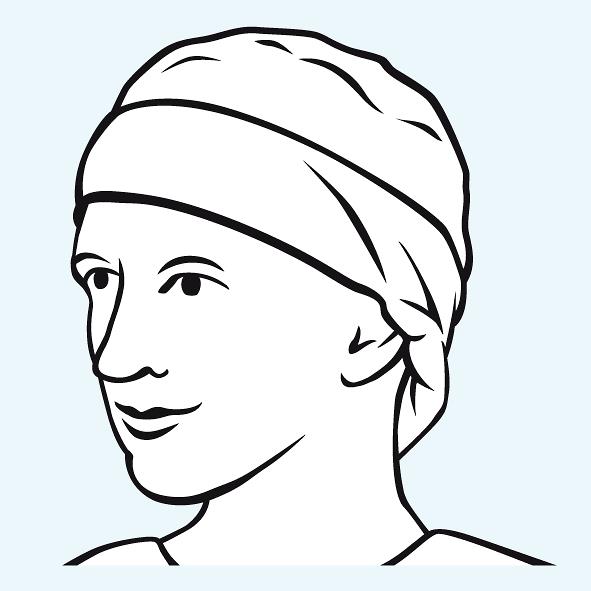 Foliodress Cap comfort Form Plus aqua AP 60 m. Gummizug u. Schweißband