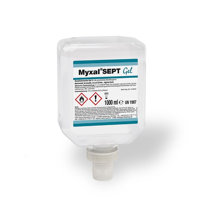Myxal Sept Gel 1000ml Neptuneflasche AP 6 Desinfektionsgel z. hyg. Händedes.