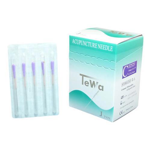 TeWa Akupunkturnadel CJ-Type 3050 gelb AP 100 0,30x50mm m.Kupfergriff+Führungsrohr