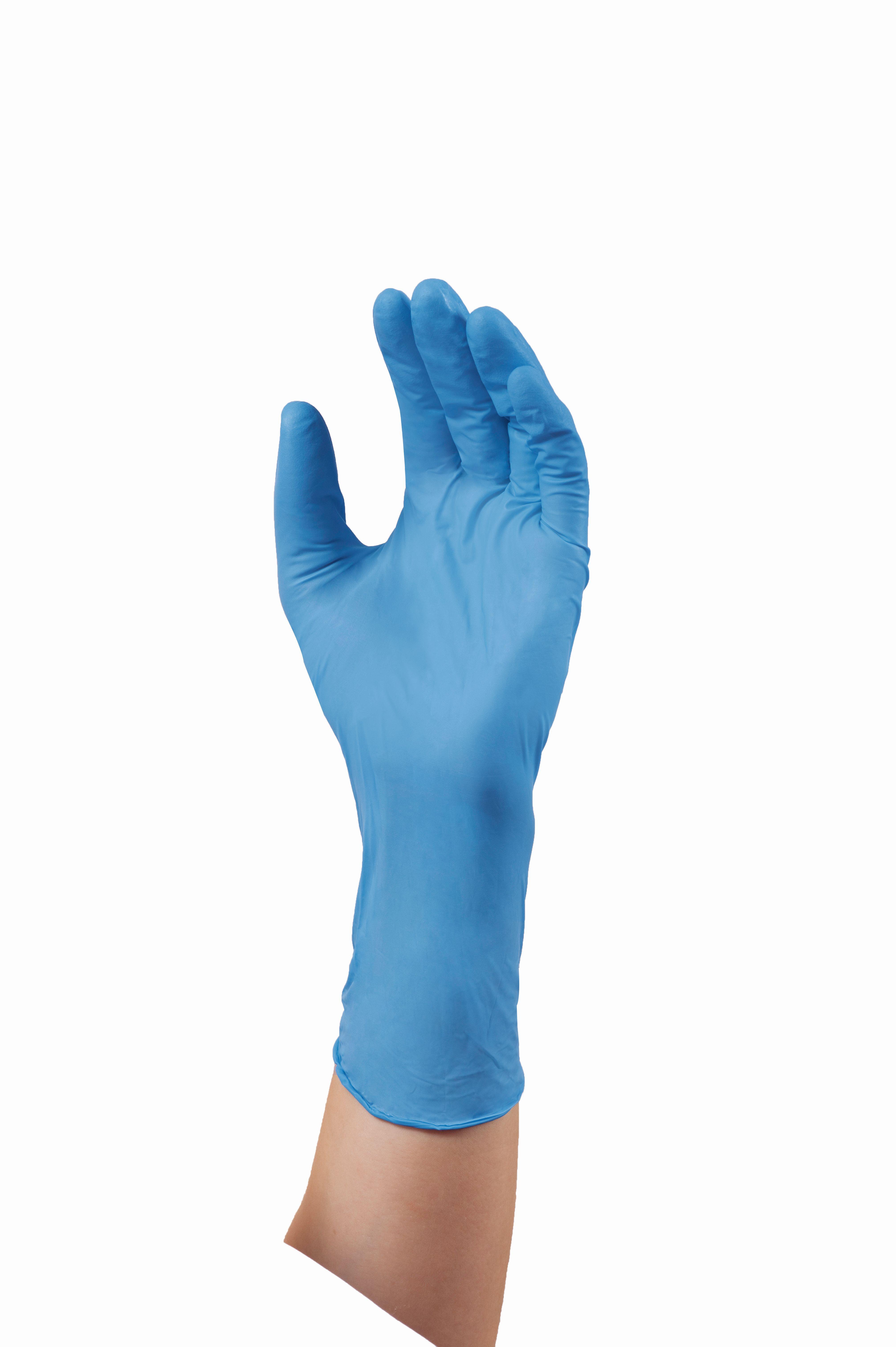 Peha-soft Nitrile guard USH Gr. M blau AP 100 puderfrei,unsteril,lange Stulpe