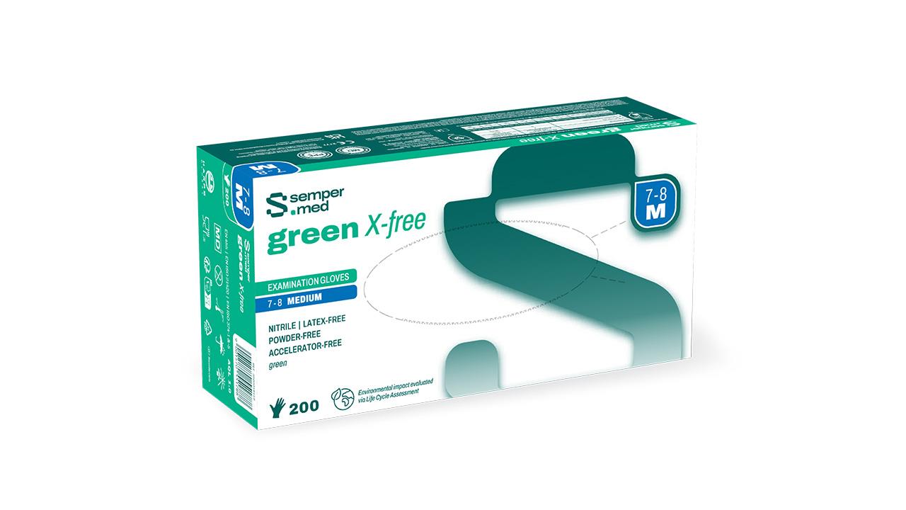 Sempermed green X-free Uhs Nitrile ungepudert, grün, Gr. XS, 5,5, 200 Stk
