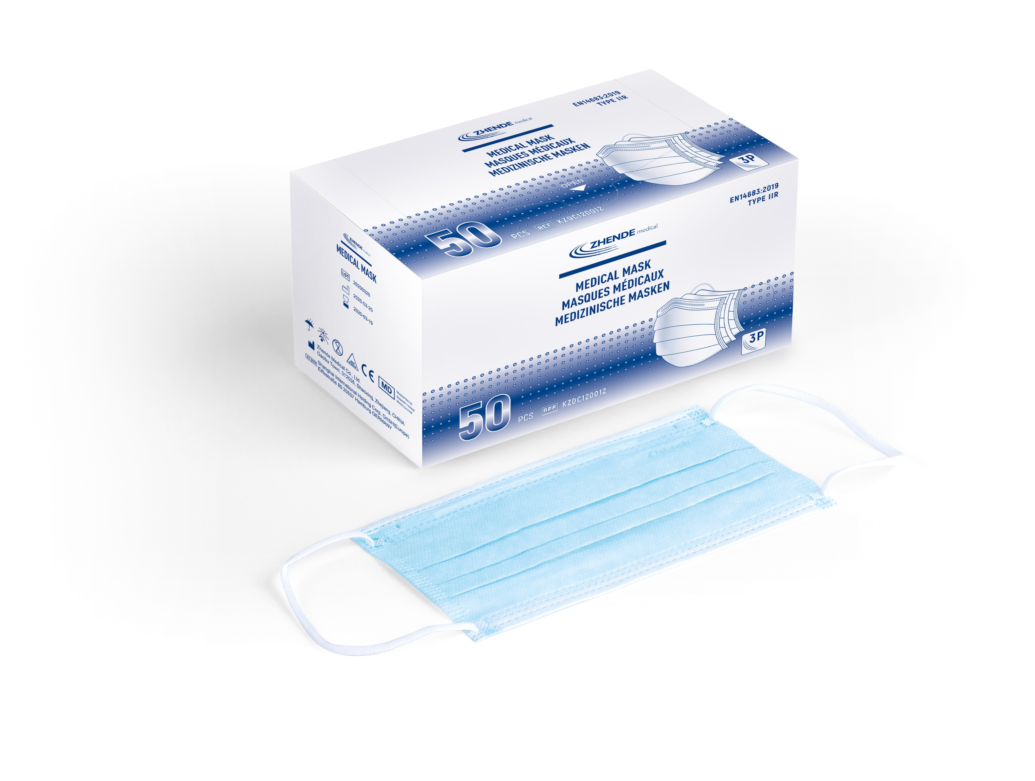 Medizinische Maske Typ IIR mit Ohrschlaufe, unsteril, 50 Stück