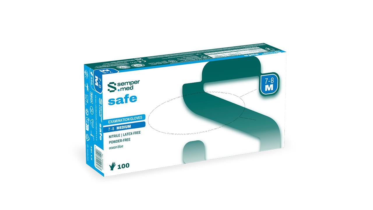 Sempermed Safe Nitrile US-Handschuh ungepudert, blau, Gr. M/7,5 , 100 Stk